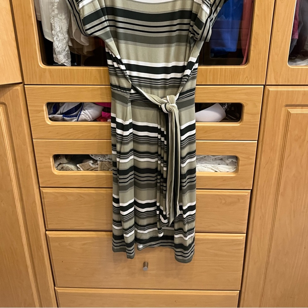 WHBM outlet Striped Midi Dress with Wrap Style